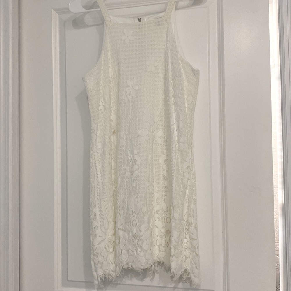 Francesca’s white lace mini dress